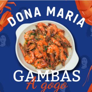 Affiche promotionnelle de la soirée Gambas à gogo au restaurant Dona Maria à Neuchâtel